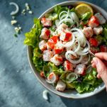 Polpa di aragosta con cipolla e pomodori.