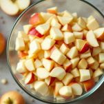 Ripieno di carne tritata e mele a dadini.