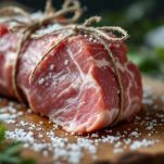 Arista aperta e farcita con carne e mele.