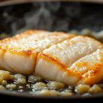 Dorate la cipolla e rosolate il baccalà insieme.