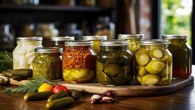 Barattoli con diverse verdure sott'olio e sottaceto