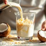 Mix di cachaça e cocco frullato.