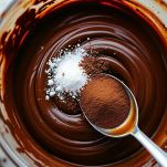 Caffè e zucchero versati nella crema di cioccolato.