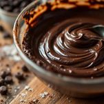 Crema al cioccolato lasciata raffreddare in ciotola.