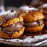 Bignè farciti con crema al cioccolato.