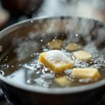 Impasto per bignè in pentola.