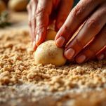 Palline di impasto rotolate nello zucchero.