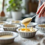 Stampini unti e infarinati riempiti con impasto dei biscotti