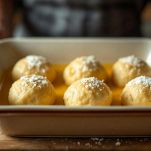 Buchteln disposte in teglia imburrata e dorate