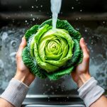 Foglie di verza pulite senza gambo centrale