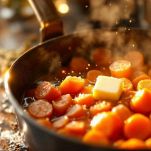 Carote crude immerse in acqua con burro