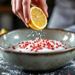 Emulsione di succo di limone olio e pepe rosa