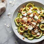 Zucchine con scaglie di pecorino e noci