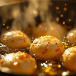 Castagnole che dorano nell’olio caldo