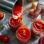 Vasi di conserva di pomodoro chiusi