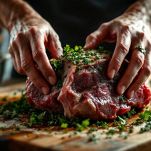 Cosciotto di agnello massaggiato con erbe