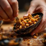 Cozze ripiene in preparazione