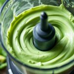 Crema di asparagi frullata nel mixer.