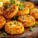 Crocchette dorate su piatto con carta assorbente.