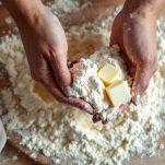 Frullate farina e burro fino a ottenere un composto sabbioso. Aggiungete zucchero a velo, scorza di limone e i tuorli e lavorate l’impasto.