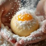 Impasto di pasta frolla lavorato sul piano.