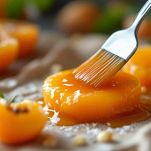 Glassa di albicocche spennellata sulla crostata di frutta.