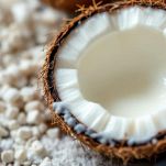 Noce di cocco aperta e pulita