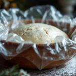 Impasto coperto con pellicola durante la lievitazione.