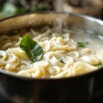 Pentola con latte e aromi in cottura.