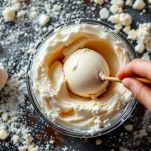 Gelato fatto in casa parzialmente congelato mescolato per ottenere una consistenza cremosa