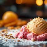 Gelato cremoso senza gelatiera pronto per essere formato in palline