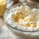 Ciotola con burro e zucchero a velo