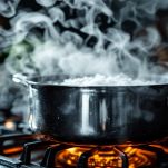 Pentola con acqua bollente