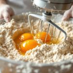 Ingredienti aggiunti al pane ammollato nella ciotola.