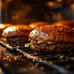 Hamburger che cuociono in forno.