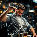 Shaker metallico agitato per amalgamare gli ingredienti del cocktail