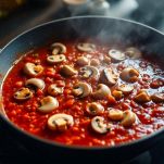 Sugo ai funghi e pomodoro in padella