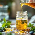 Barattolo con menta e sciroppo