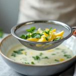 Colino che filtra liquido verde