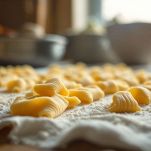 Malloreddus stesi ad asciugare