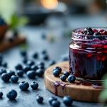 Composta di mirtilli addensata lasciata raffreddare