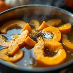 Zucca in tegame durante la cottura