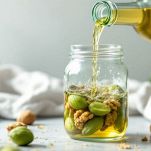 Vino versato sui malli nel barattolo