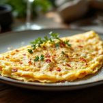 Omelette ripiena servita su piatto.