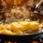Burro che si scioglie nella padella.