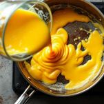 Uova versate nella padella antiaderente.