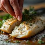 Orata farcita con aglio e prezzemolo.