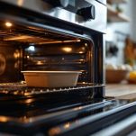 Forno acceso pronto per la cottura.