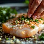 Pesce condito con aromi freschi.