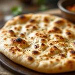 Pane naan caldo con burro fuso.